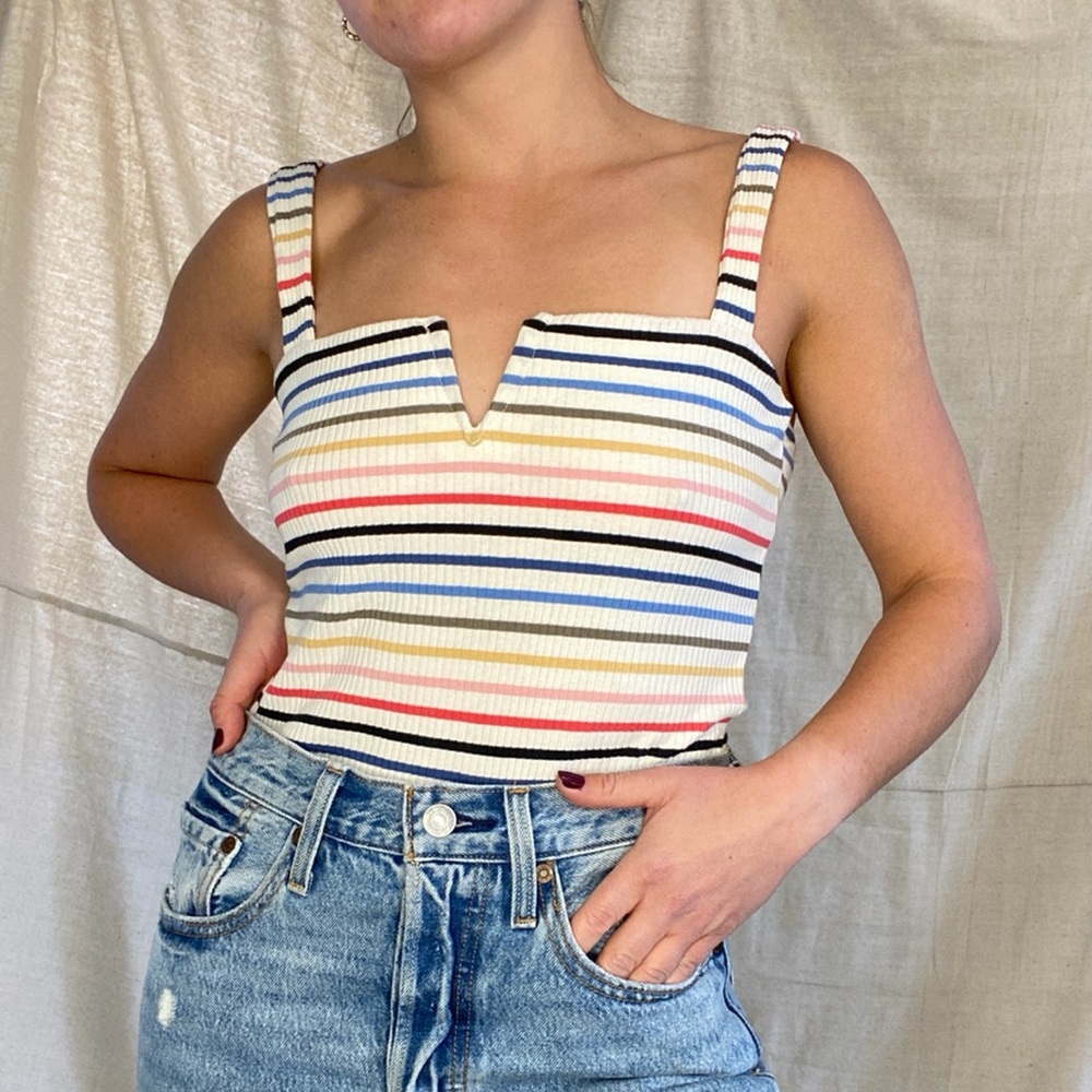 Billabong Striped Summer Tank Top V Cut Size M
